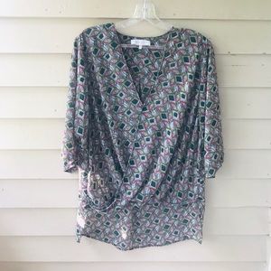 WAYF print surplice blouse